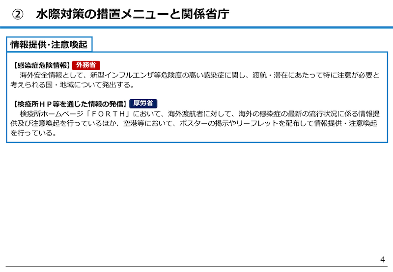 水際対策の措置メニューと関係省庁(2)