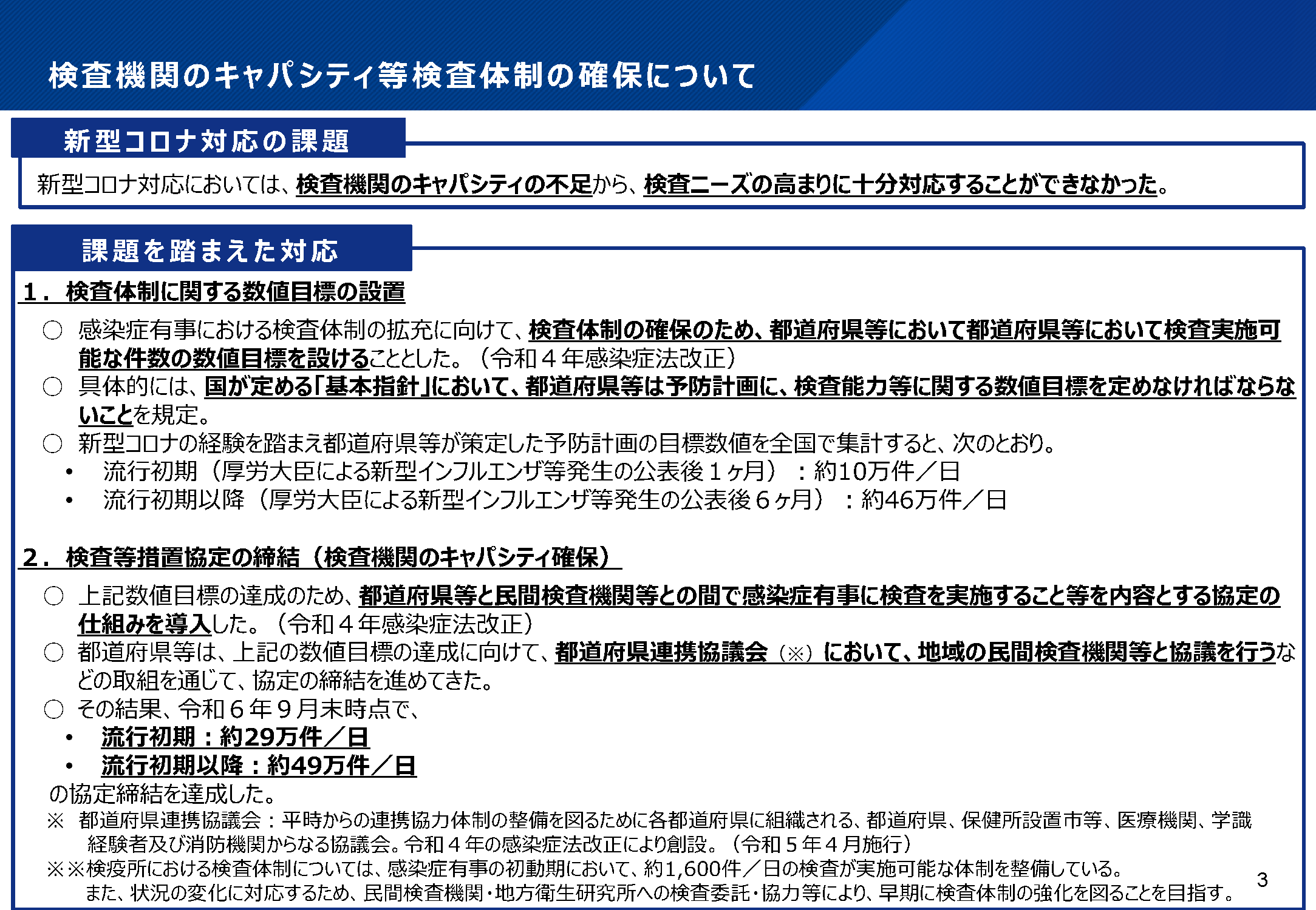 検査機関のキャパシティ等検査体制の確保について