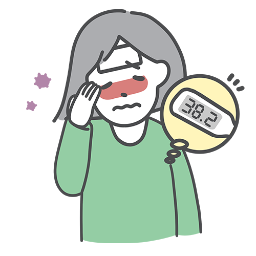 熱やせきなどの症状のイラスト