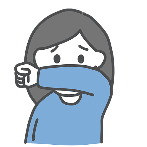 そでで鼻や口を覆うイラスト