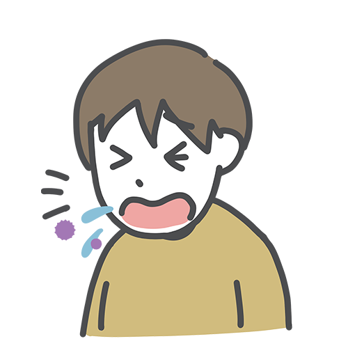 何もつけないでくしゃみをするイラスト