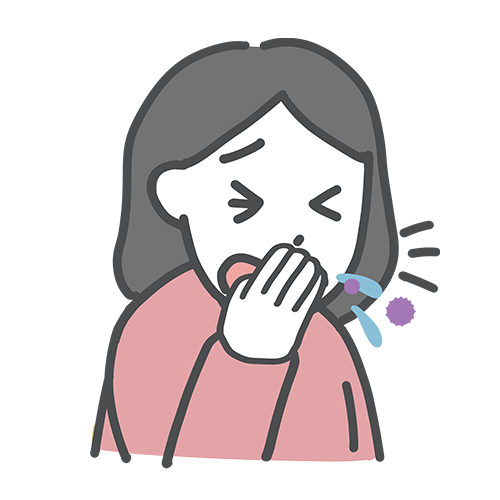 せきやくしゃみを手でおさえるイラスト