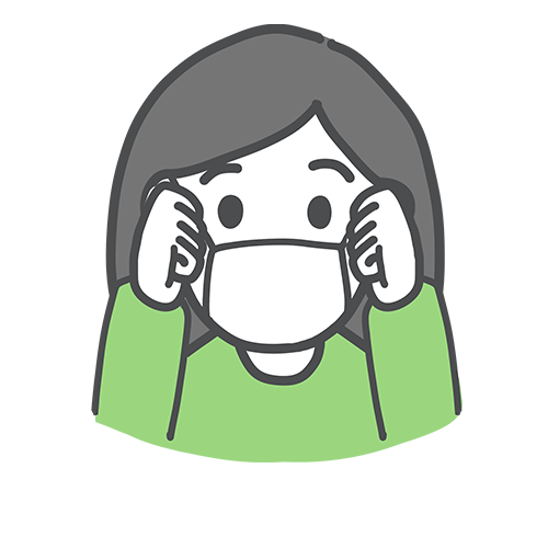 ゴムひもは耳にかけるイラスト