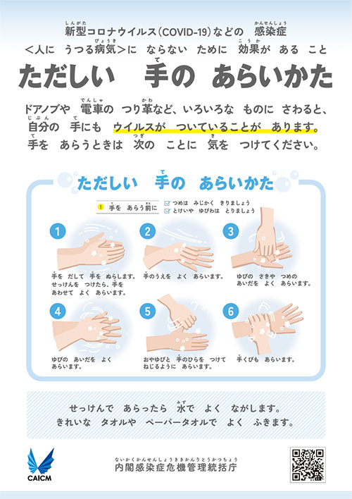 正しい手洗いについてのパンフレット